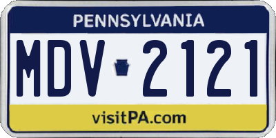 PA license plate MDV2121