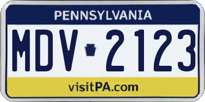 PA license plate MDV2123
