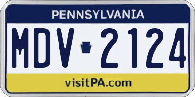 PA license plate MDV2124