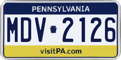 PA license plate MDV2126