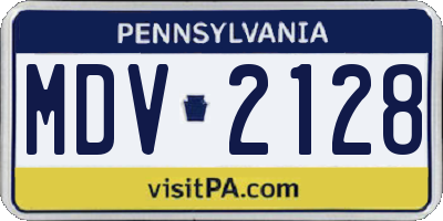 PA license plate MDV2128