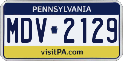 PA license plate MDV2129