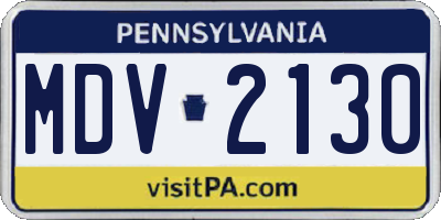 PA license plate MDV2130