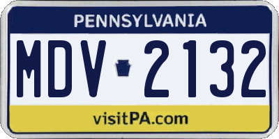 PA license plate MDV2132
