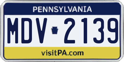 PA license plate MDV2139