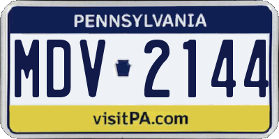 PA license plate MDV2144