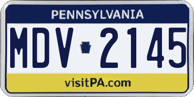 PA license plate MDV2145