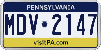 PA license plate MDV2147