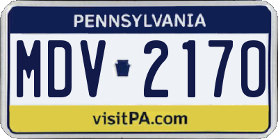 PA license plate MDV2170