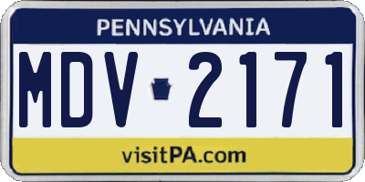 PA license plate MDV2171