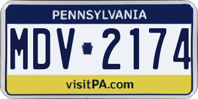 PA license plate MDV2174