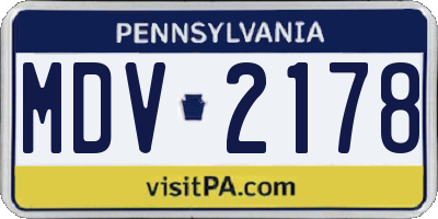 PA license plate MDV2178