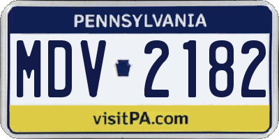 PA license plate MDV2182