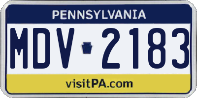 PA license plate MDV2183