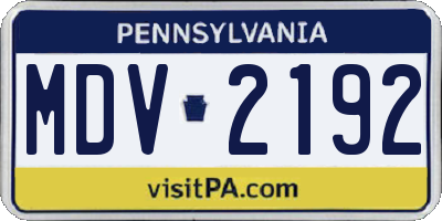 PA license plate MDV2192