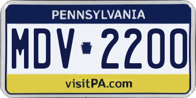 PA license plate MDV2200