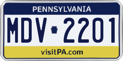 PA license plate MDV2201