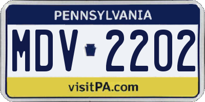 PA license plate MDV2202