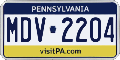 PA license plate MDV2204