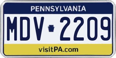 PA license plate MDV2209