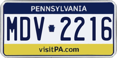 PA license plate MDV2216