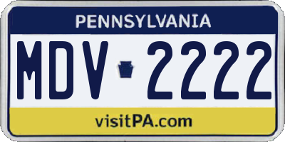PA license plate MDV2222