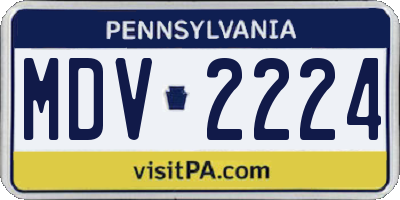 PA license plate MDV2224