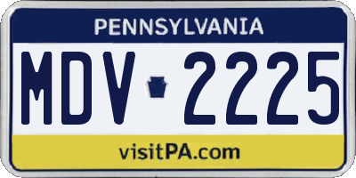 PA license plate MDV2225