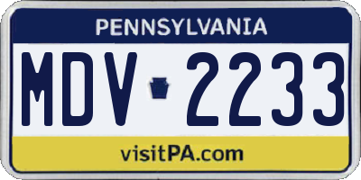 PA license plate MDV2233