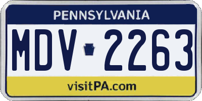 PA license plate MDV2263