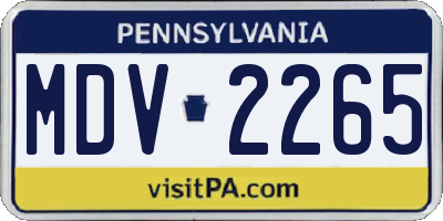 PA license plate MDV2265