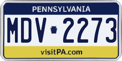 PA license plate MDV2273