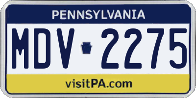 PA license plate MDV2275