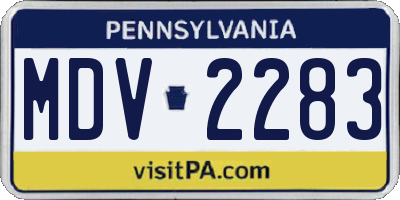 PA license plate MDV2283
