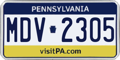 PA license plate MDV2305