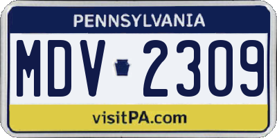 PA license plate MDV2309