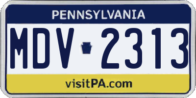 PA license plate MDV2313