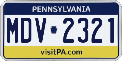 PA license plate MDV2321