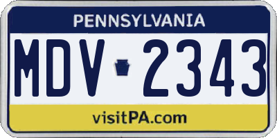 PA license plate MDV2343