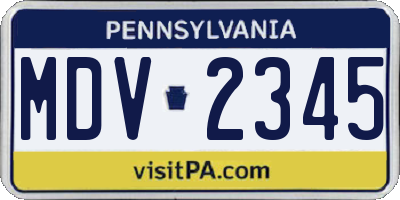 PA license plate MDV2345