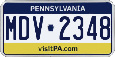 PA license plate MDV2348