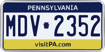 PA license plate MDV2352