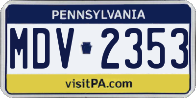 PA license plate MDV2353