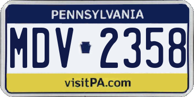 PA license plate MDV2358
