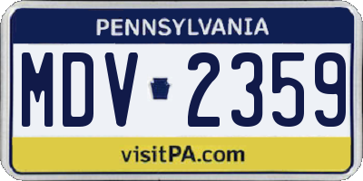 PA license plate MDV2359