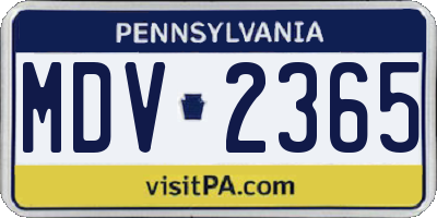 PA license plate MDV2365