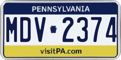 PA license plate MDV2374