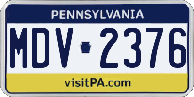 PA license plate MDV2376