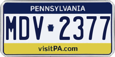 PA license plate MDV2377