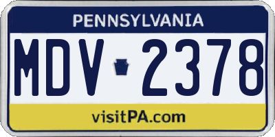 PA license plate MDV2378